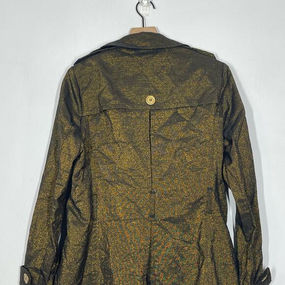 NEW Wet Seal Vintage Y2K Trench Coat L Gold Metallic Double Breasted Deadstock - Picture 5 of 8